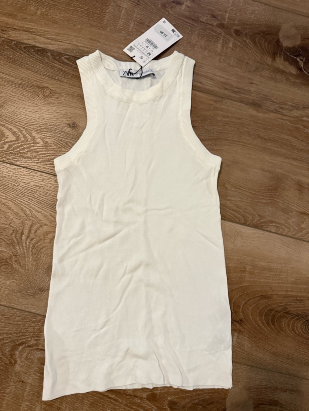 Zara Cream Ribbed Tank Top - Sleeveless Knit